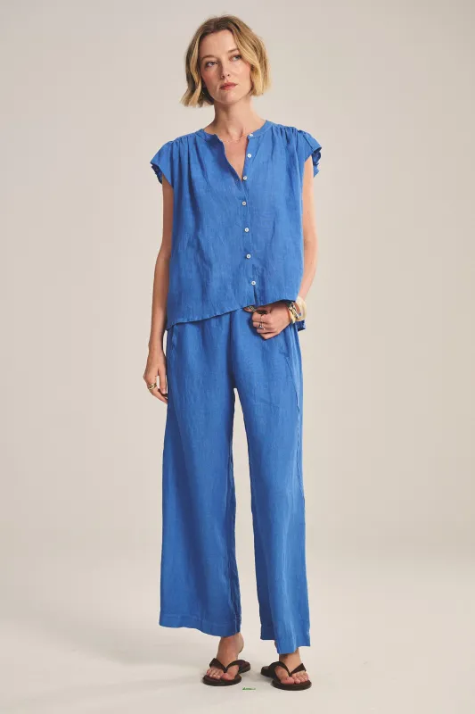 LOLA LINEN TROUSER IN BLUEJAY sold by Velvet Tees