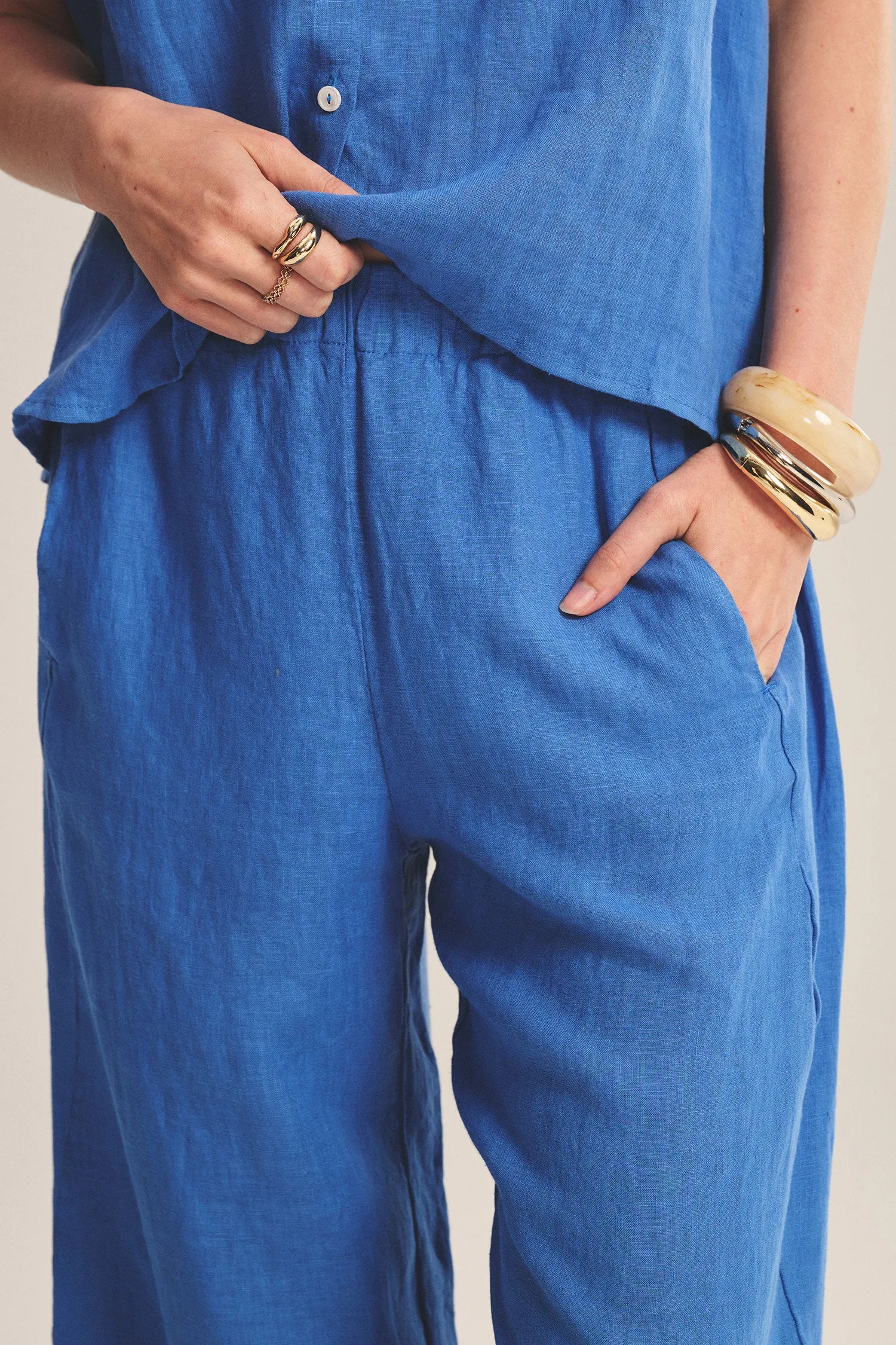 LOLA LINEN TROUSER IN BLUEJAY sold by Velvet Tees product image thumbnail 5