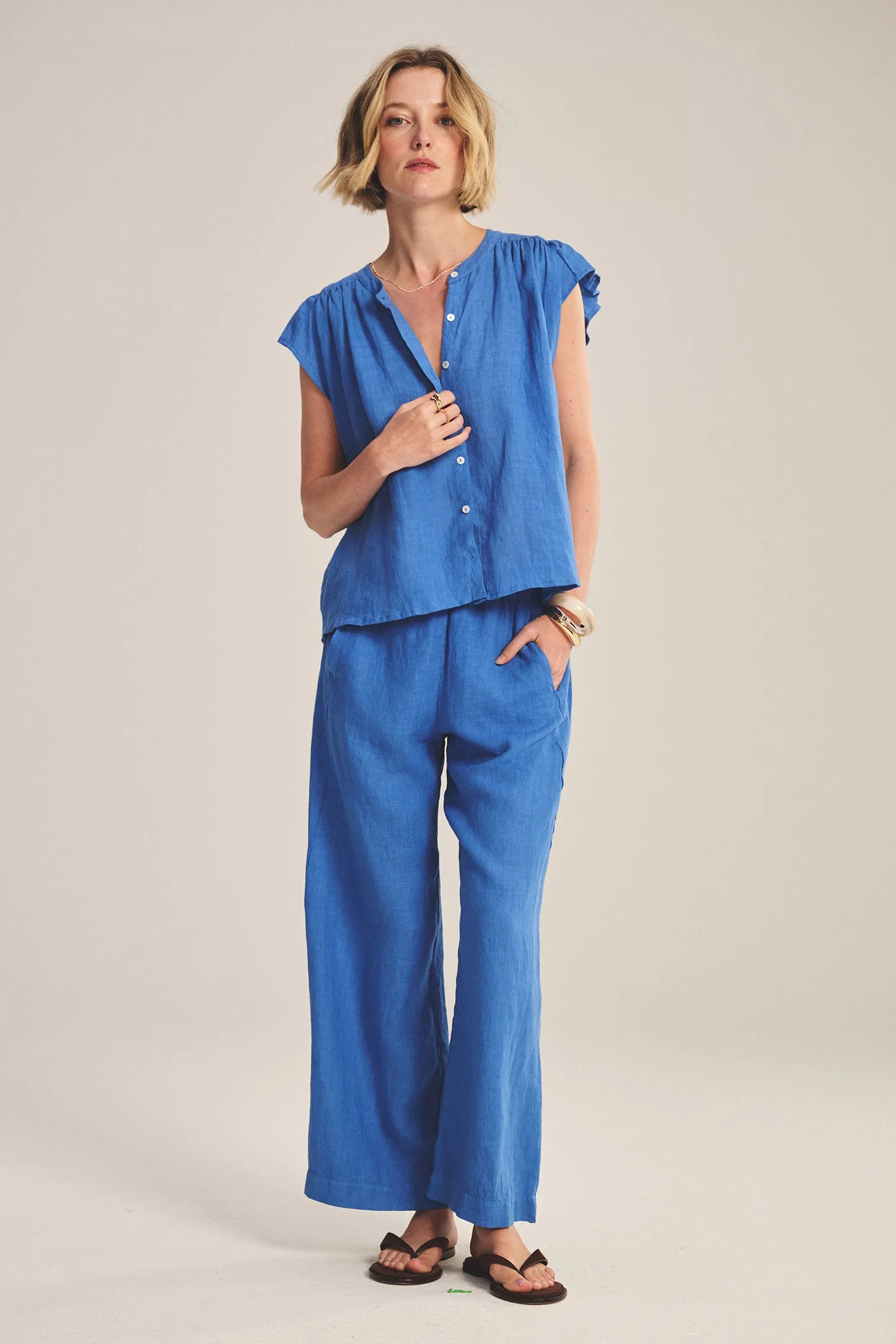 LOLA LINEN TROUSER IN BLUEJAY sold by Velvet Tees product image thumbnail 2