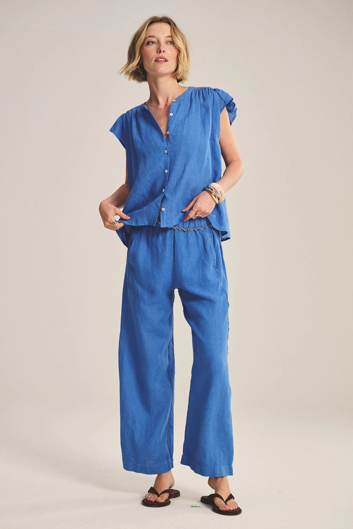 LOLA LINEN TROUSER IN BLUEJAY sold by Velvet Tees product image thumbnail 3