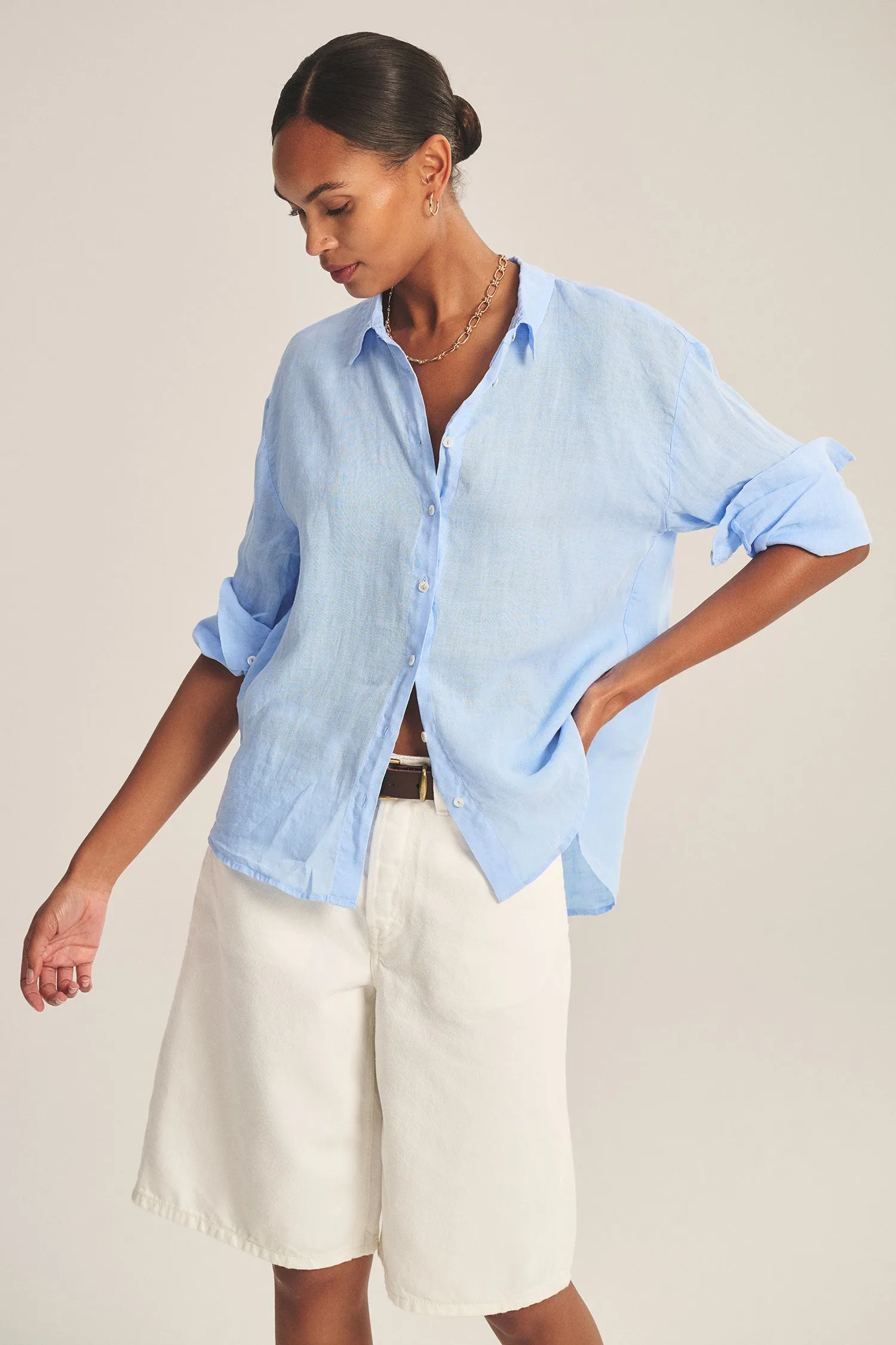 BRIGHTON LINEN SHIRT IN SAILBOAT sold by Velvet Tees product image thumbnail 2