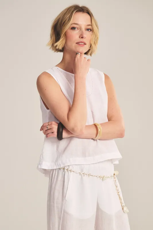 MAXINE LINEN TOP IN WHITE sold by Velvet Tees