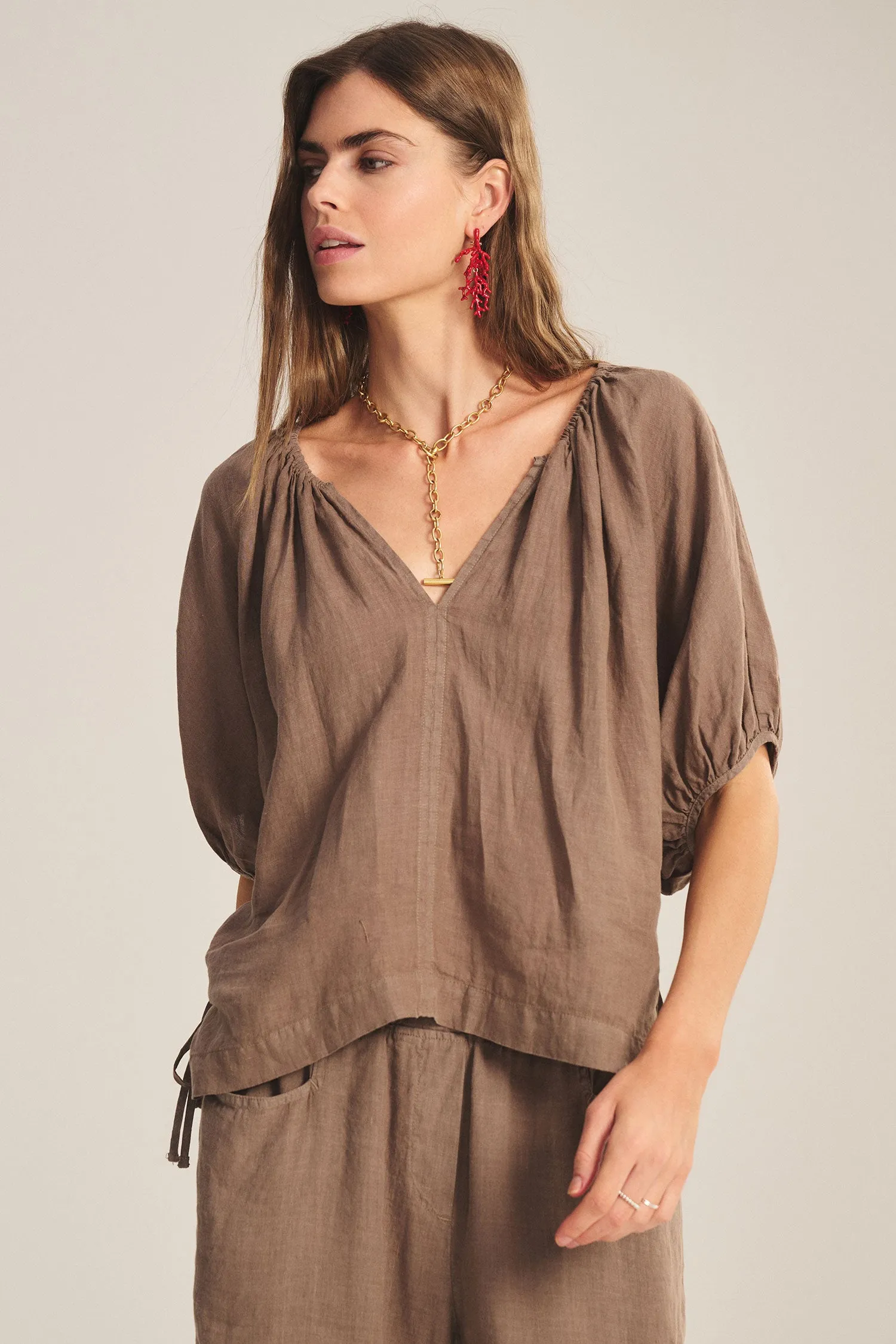 COSETTE LINEN TOP IN MUDSLIDE sold by Velvet Tees