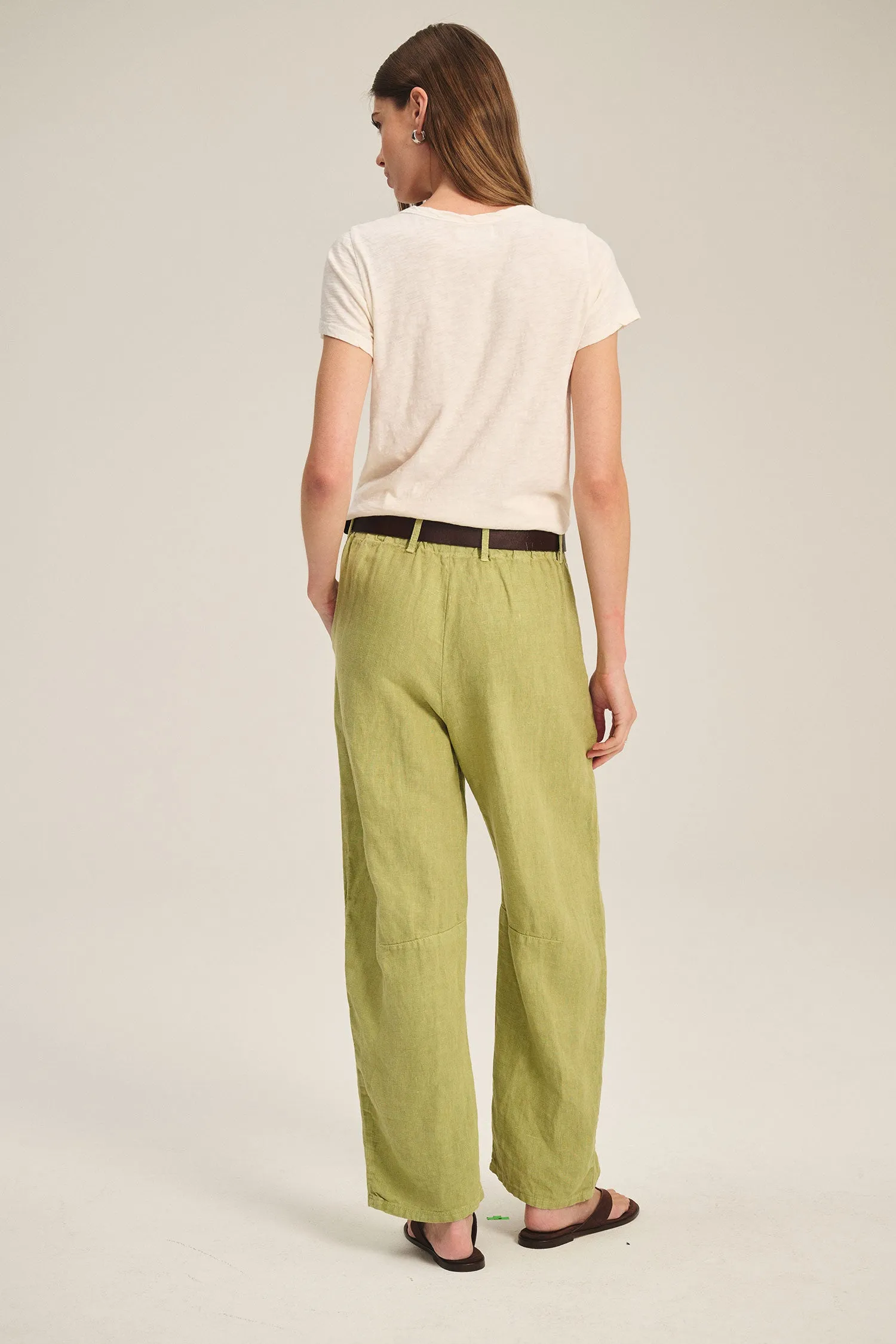 TAYLOR HEAVY LINEN TROUSER IN MOSS sold by Velvet Tees product image thumbnail 4
