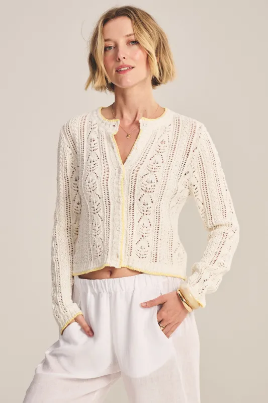 DAISY CARDIGAN IN IVORY sold by Velvet Tees