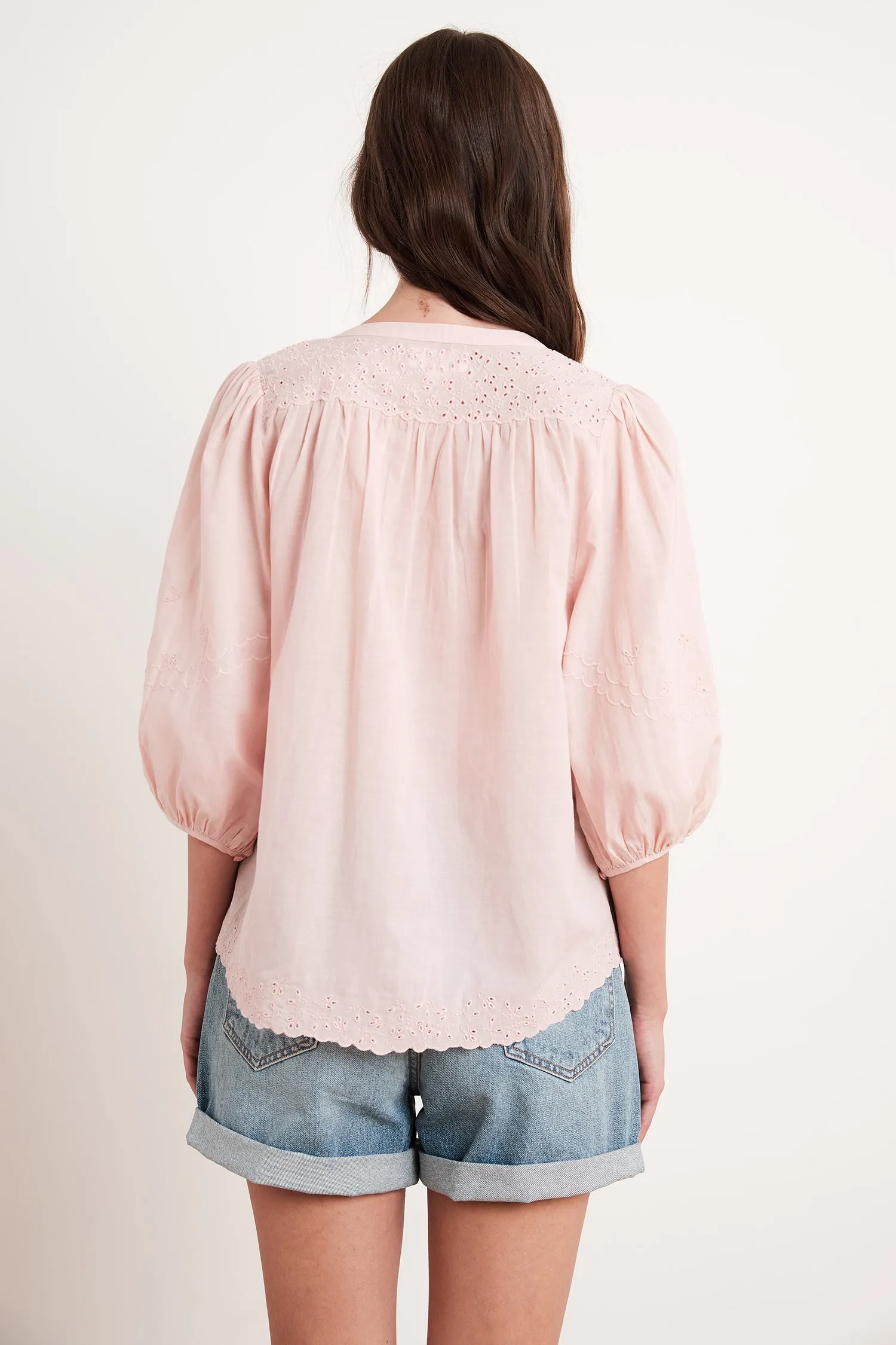 CATHERINE EYELET EMBROIDERY TOP IN DUSTYROSE sold by Velvet Tees product image thumbnail 2