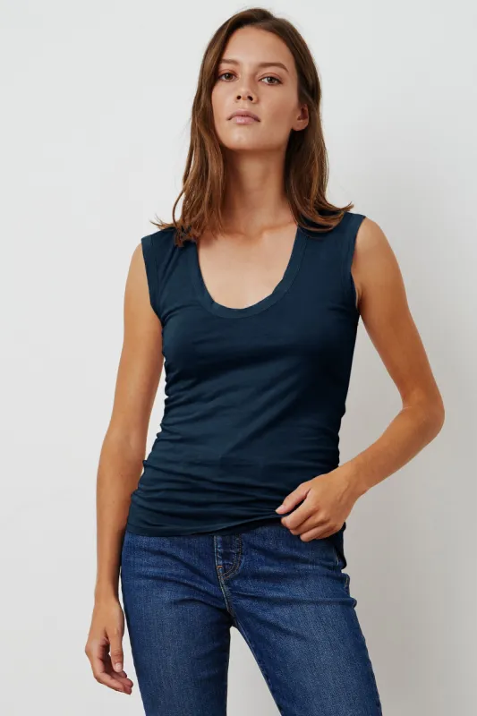 ESTINA GAUZY WHISPER TOP IN MIDNIGHT sold by Velvet Tees