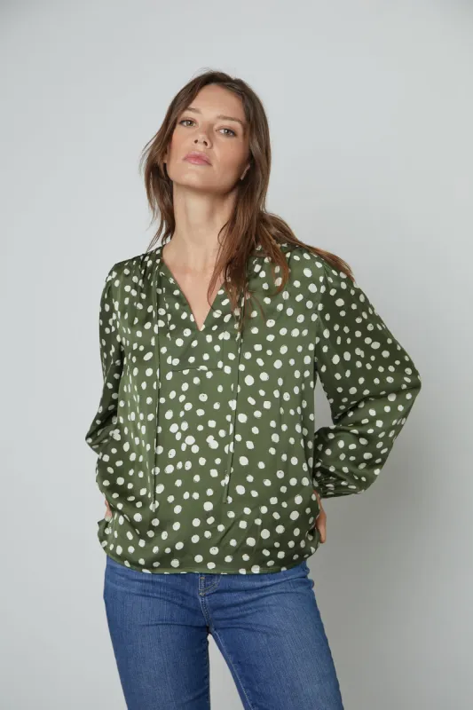 MARLOWE POLKA DOT BLOUSE IN GREEN sold by Velvet Tees