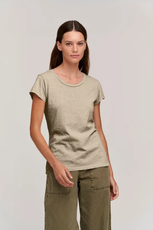 ODELIA COTTON SLUB CREW NECK IN SAND sold by Velvet Tees