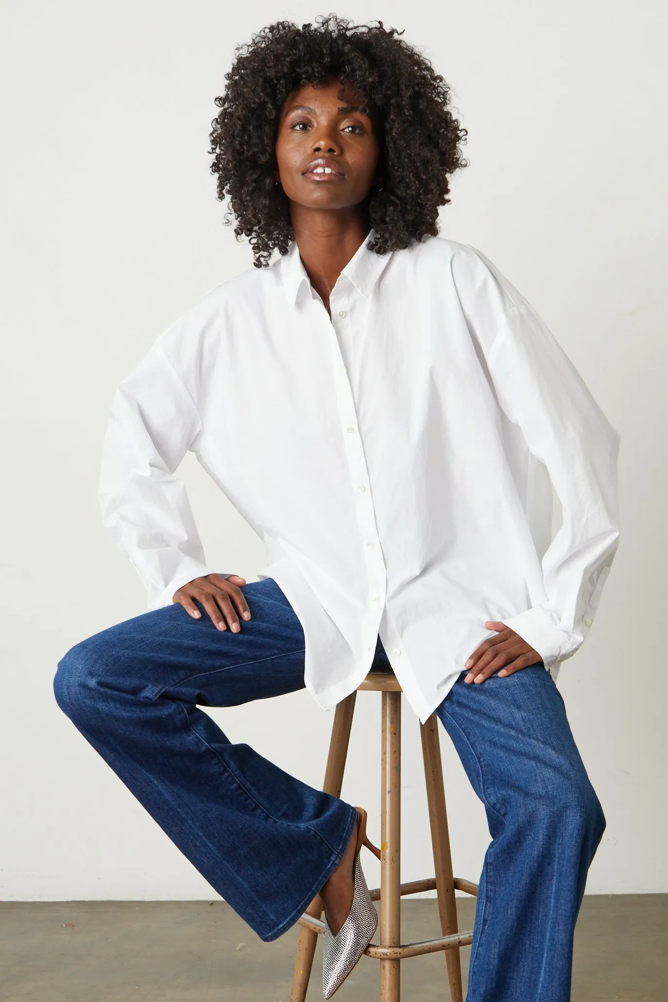 DAKOTA BUTTON-UP SHIRT IN WHITE sold by Velvet Tees