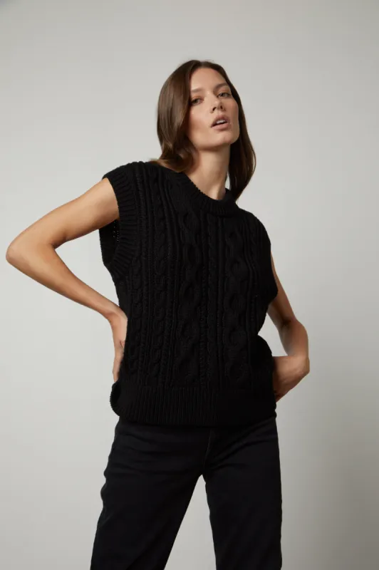 HADDEN KNIT TOP IN BLACK sold by Velvet Tees