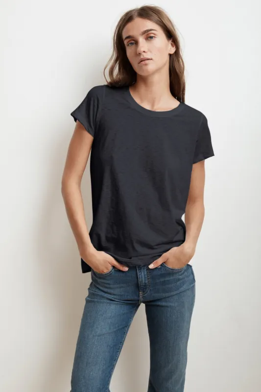 TRESSA COTTON SLUB T-SHIRT IN INK sold by Velvet Tees