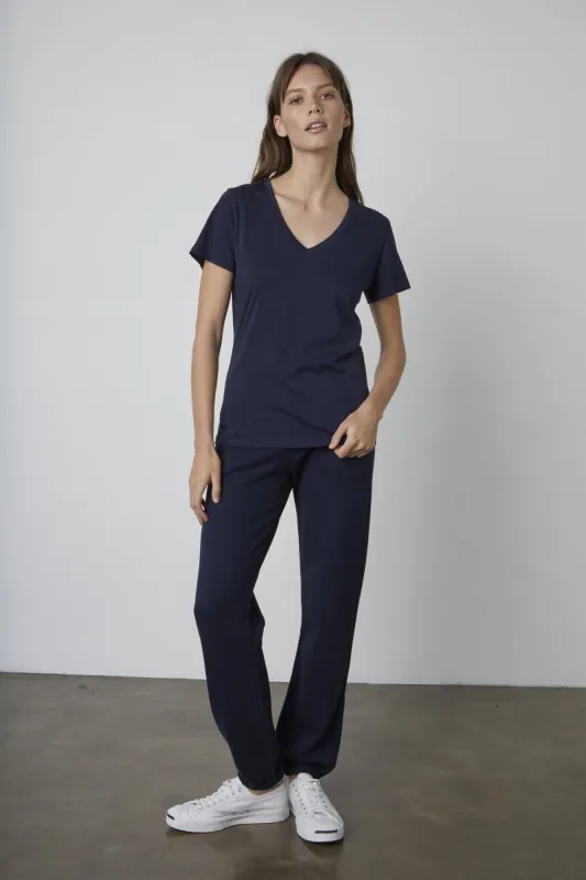 SUSAN WHISPER COTTON T-SHIRT IN NAVY sold by Velvet Tees