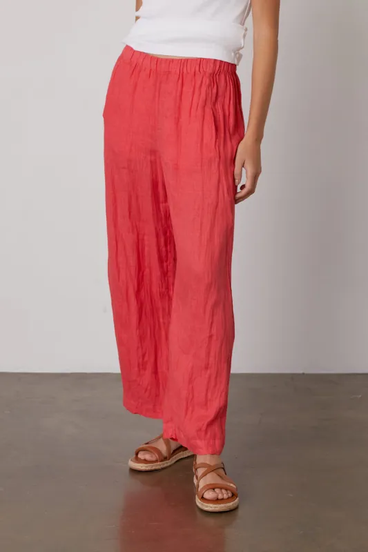 LOLA LINEN TROUSERS IN FLIRT sold by Velvet Tees
