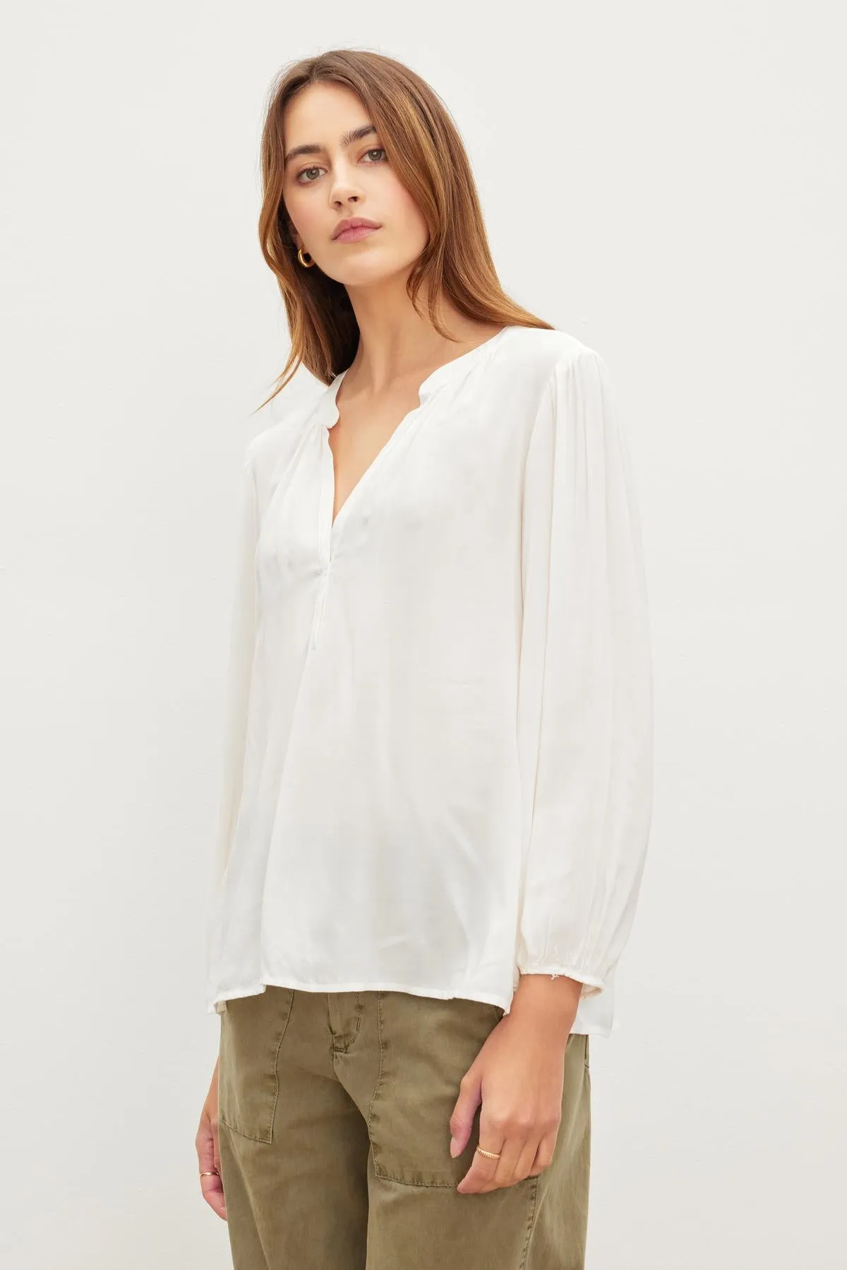 ASHLEY V-NECK TOP IN WINTER sold by Velvet Tees product image thumbnail 3