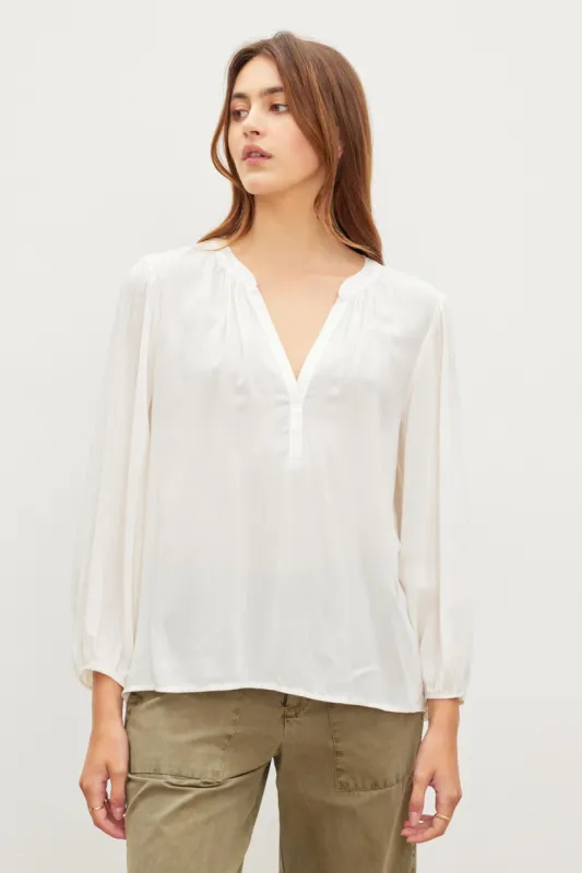 ASHLEY V-NECK TOP IN WINTER sold by Velvet Tees