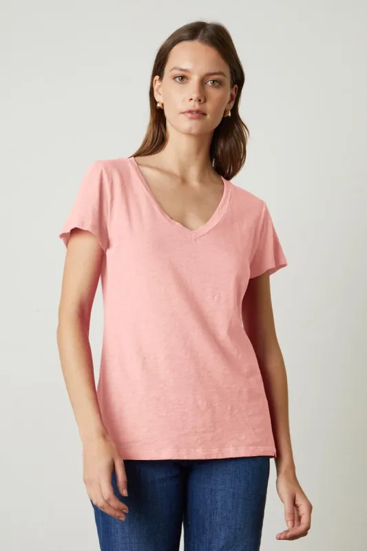 LILITH COTTON SLUB T-SHIRT IN BLOSSOM sold by Velvet Tees