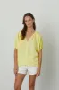 JANINE PUFF SLEEVE LINEN TOP IN LEMON sold by Velvet Tees