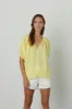 JANINE PUFF SLEEVE LINEN TOP IN LEMON sold by Velvet Tees