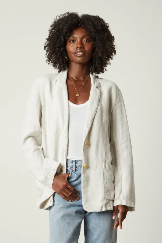 CASSIE HEAVY LINEN BLAZER IN BISQUE sold by Velvet Tees