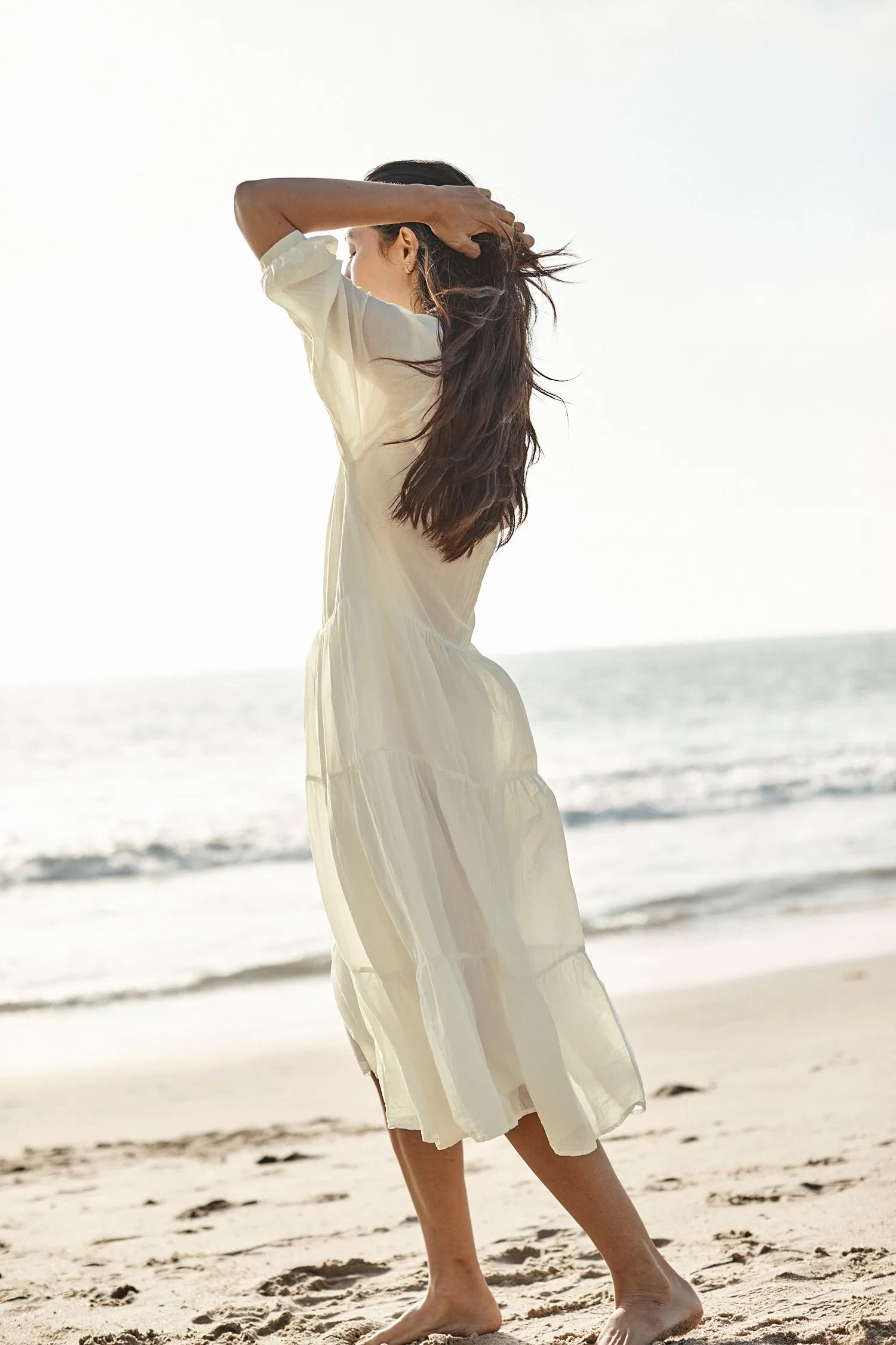 JACQUELINE PUFF SLEEVE DRESS IN ECRU sold by Velvet Tees product image thumbnail 3