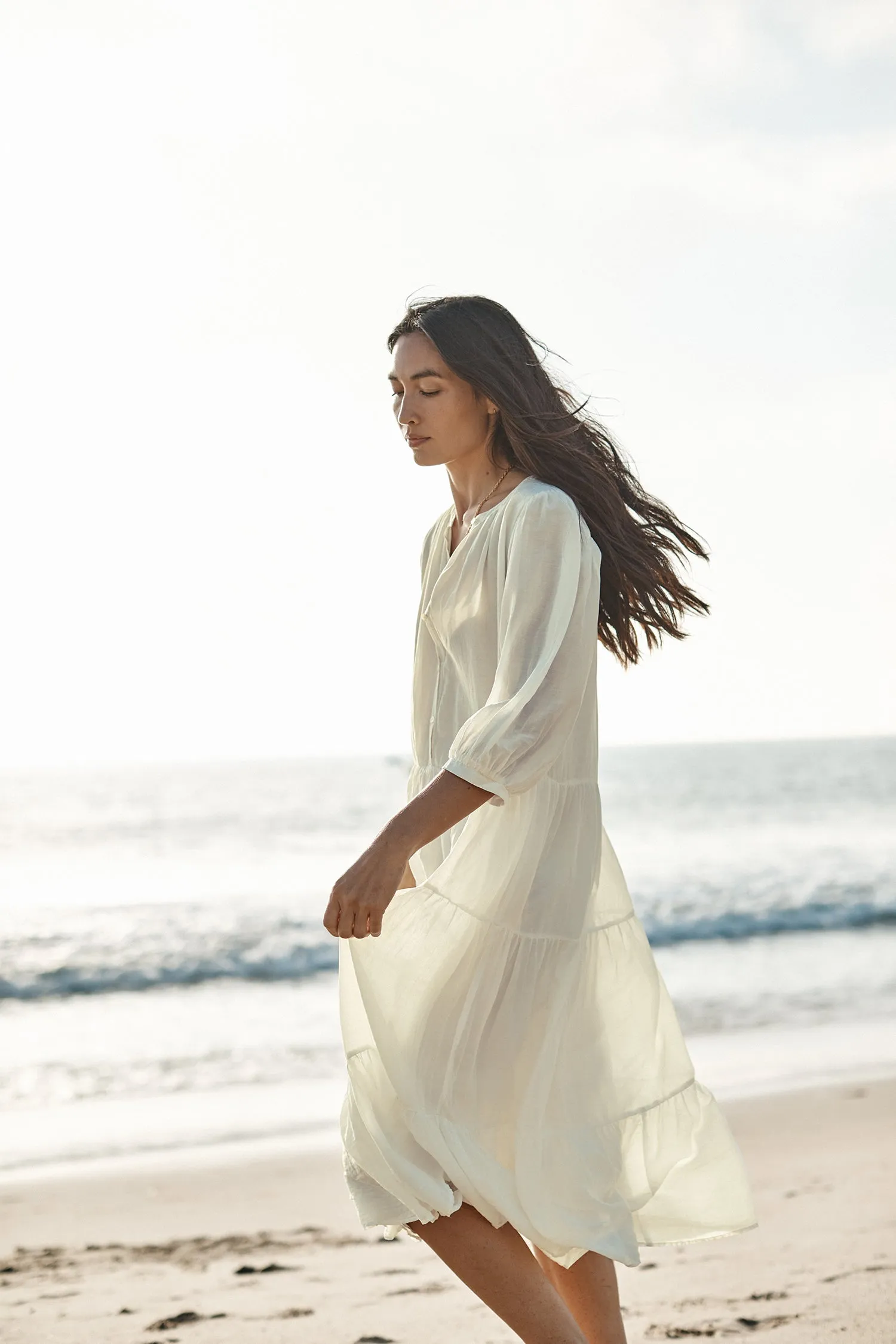 JACQUELINE PUFF SLEEVE DRESS IN ECRU sold by Velvet Tees product image thumbnail 2