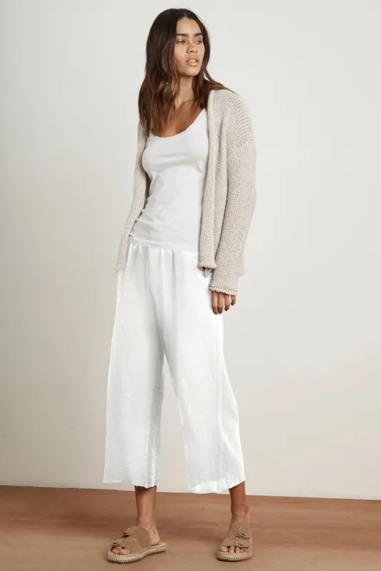 RAVYN COTTON GAUZE TROUSERS IN WHITE sold by Velvet Tees