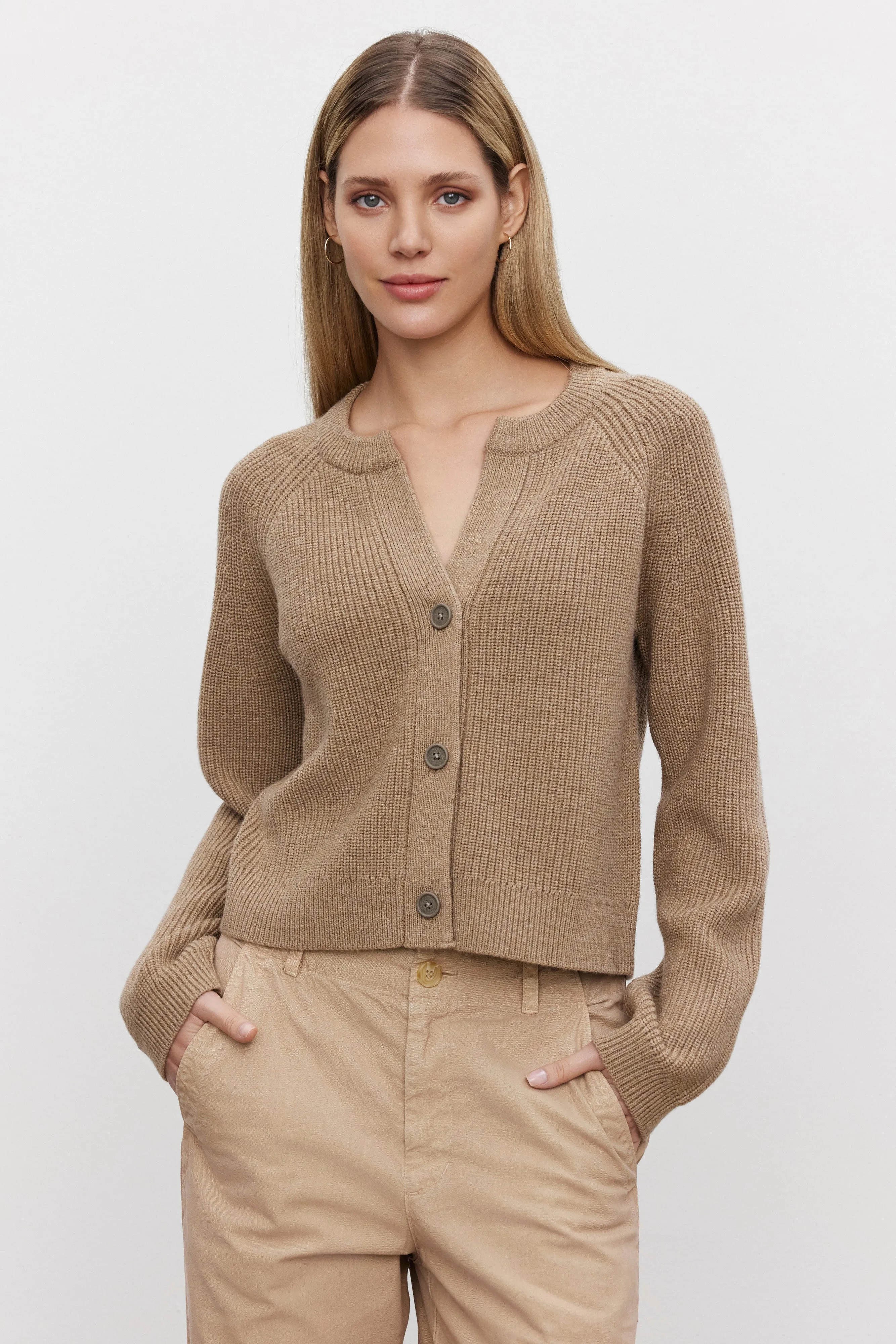 SHAYLA CARDIGAN IN CAMEL sold by Velvet Tees