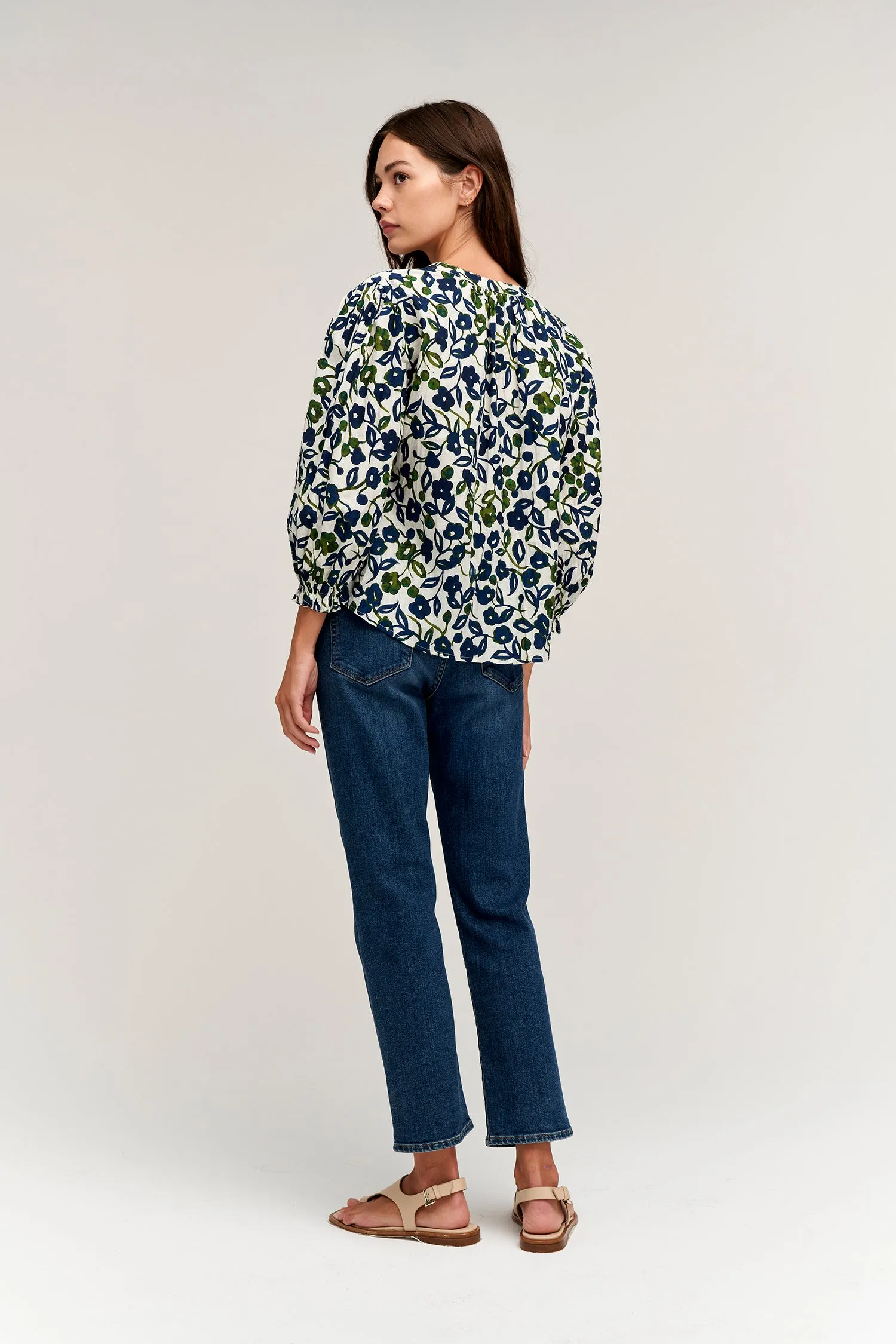 WILLOW PRINTED COTTON CAMBRIC TOP IN NAVY sold by Velvet Tees product image thumbnail 4