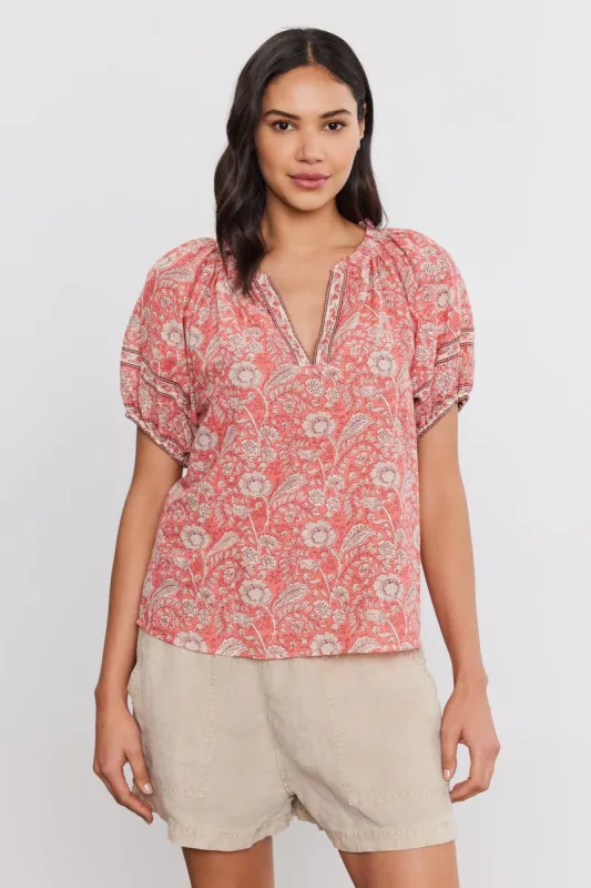 LYRA TOP IN ROUGE sold by Velvet Tees