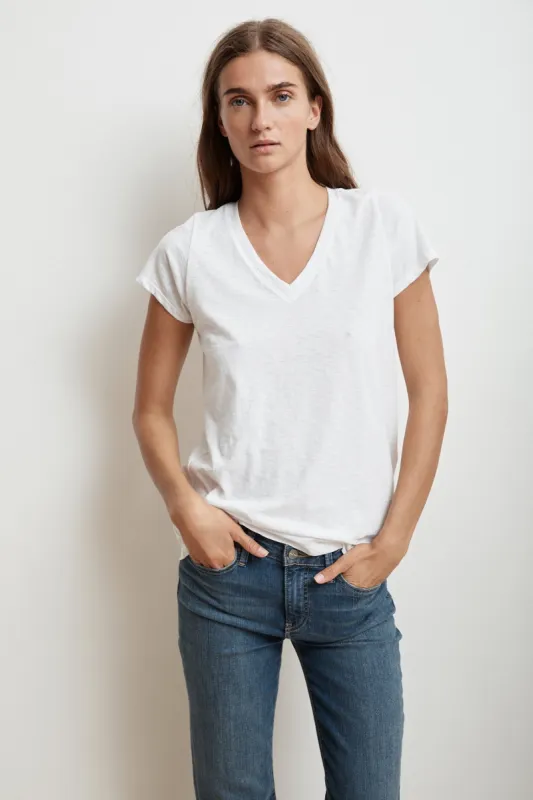 JILL COTTON SLUB T-SHIRT IN WHITE sold by Velvet Tees