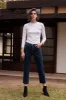 QUINNY SUEDED JERSEY LONG SLEEVE TEE IN WHITE sold by Velvet Tees