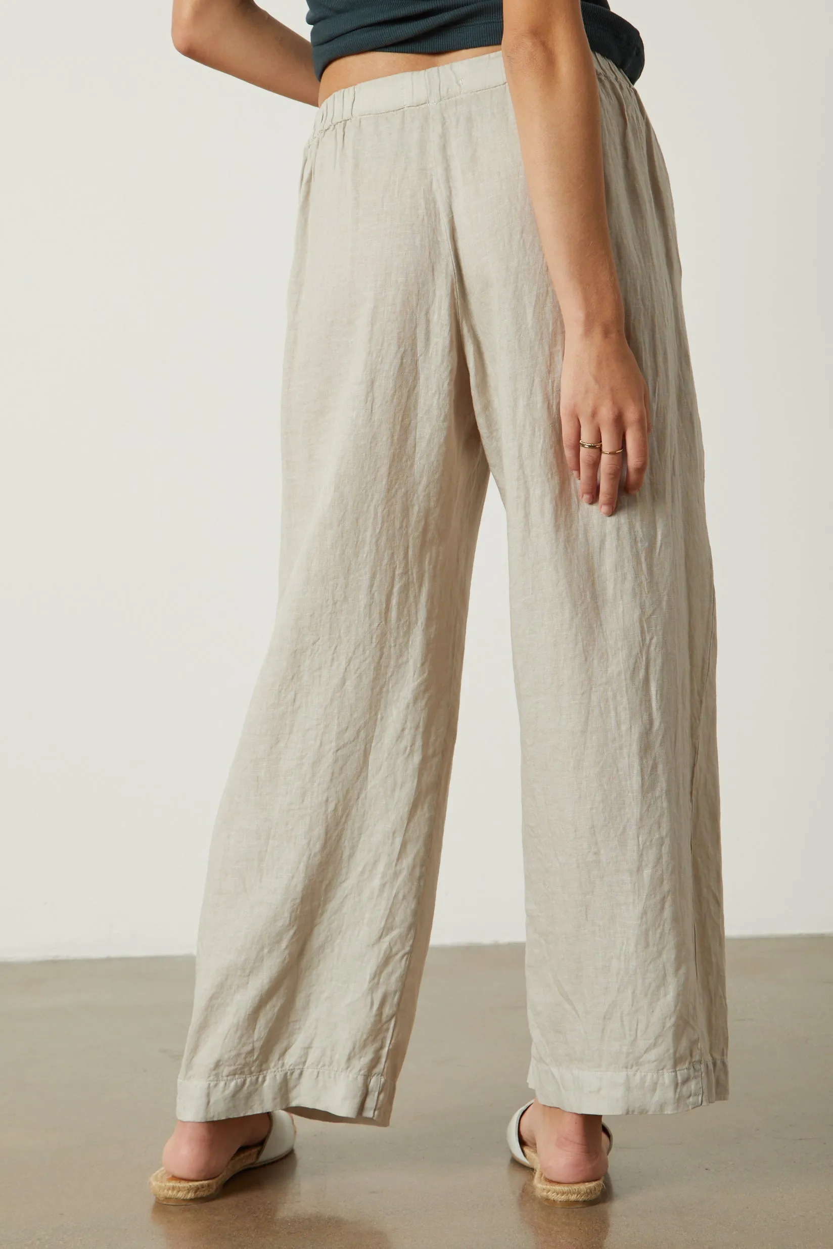 LOLA WOVEN LINEN TROUSERS IN COBBLE sold by Velvet Tees product image thumbnail 3