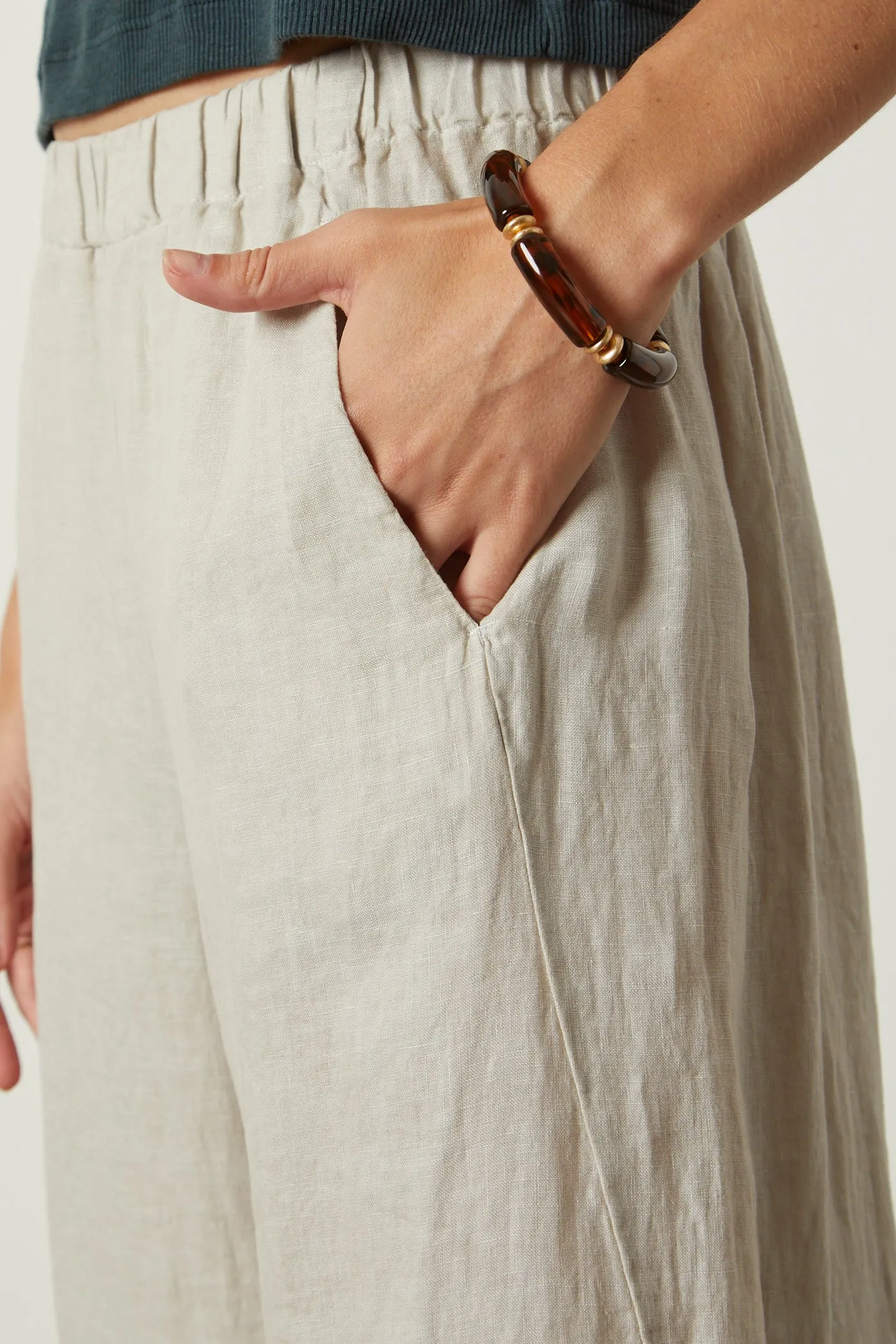 LOLA WOVEN LINEN TROUSERS IN COBBLE sold by Velvet Tees product image thumbnail 4