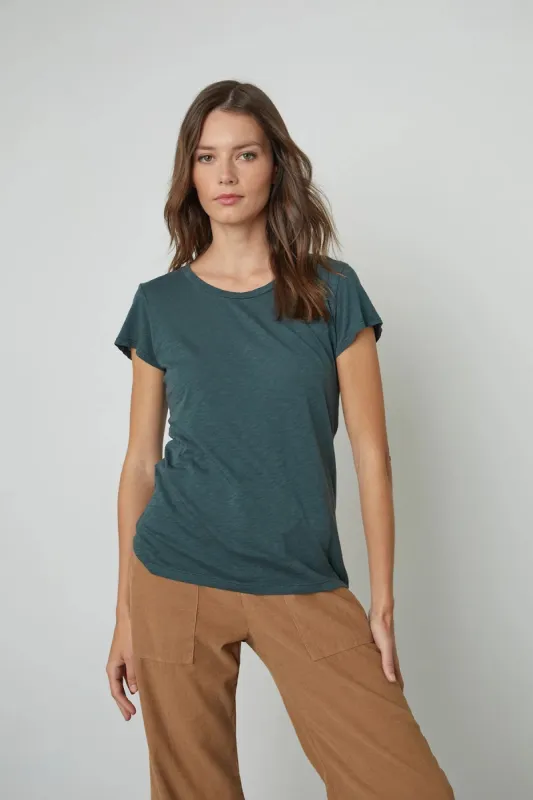 ODELIA COTTON SLUB CREW NECK IN BRACKEN sold by Velvet Tees
