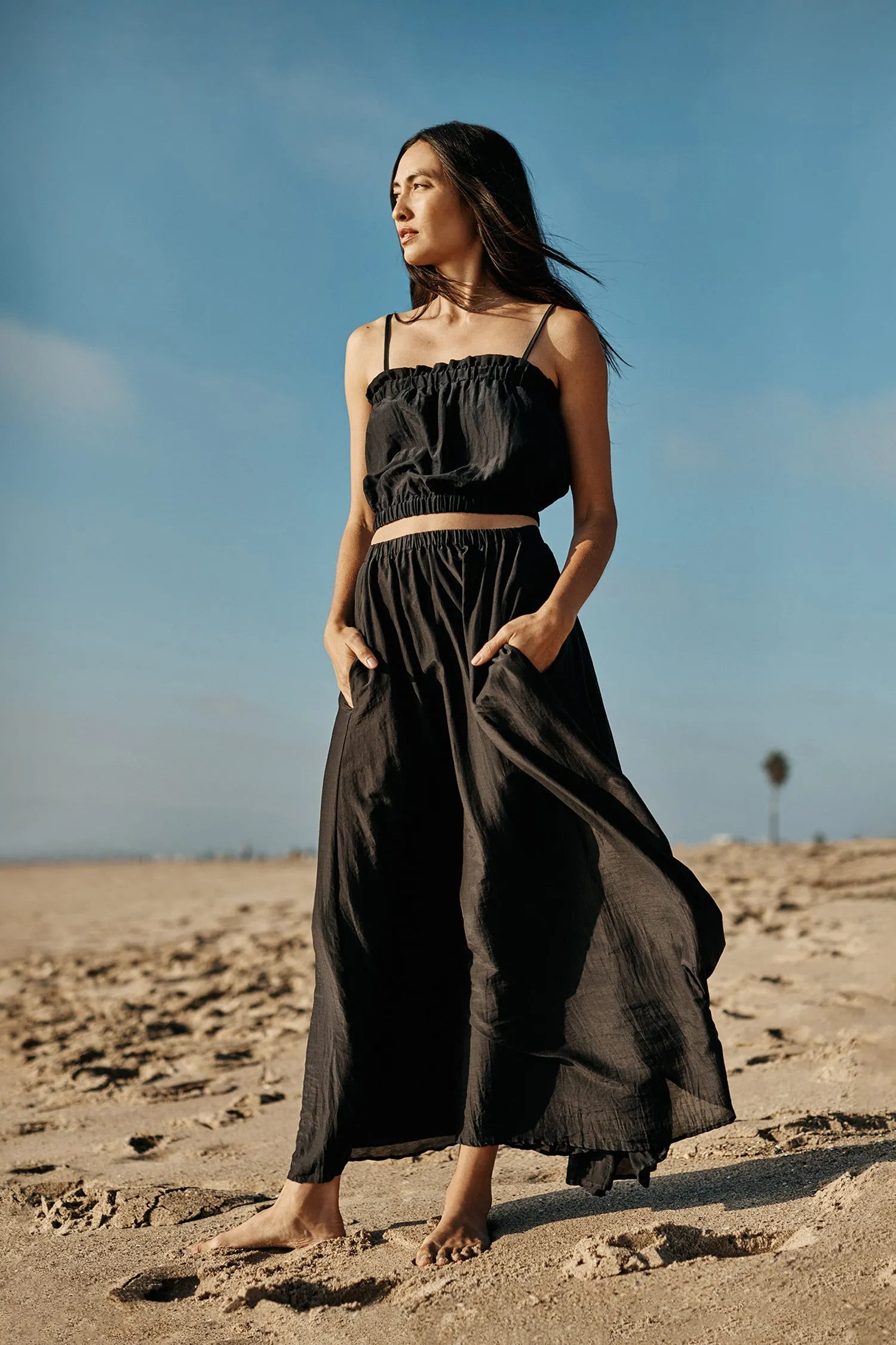 DIVYA CROPPED CAMI TOP IN BLACK sold by Velvet Tees