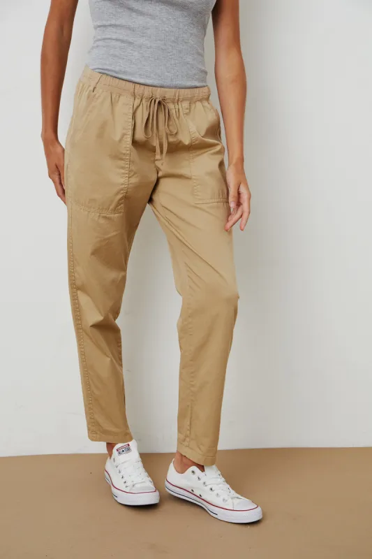 MISTY TROUSERS COTTWILL IN SAND sold by Velvet Tees