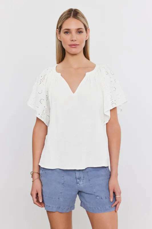 TISH TOP IN WHITE sold by Velvet Tees