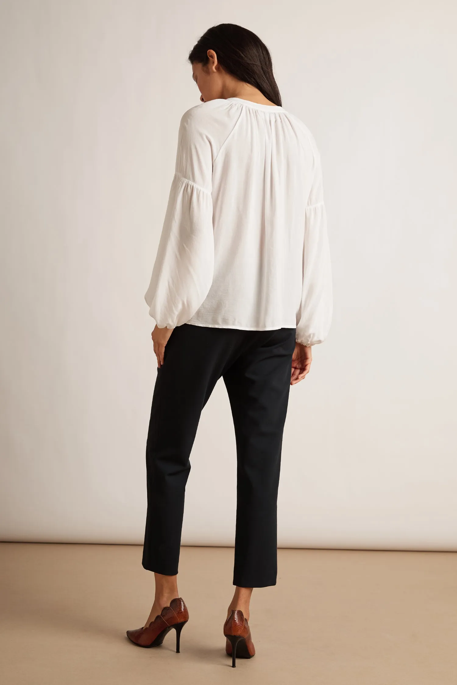 ELAINE RAYON CHALLIS BLOUSE IN WHITE sold by Velvet Tees product image thumbnail 4
