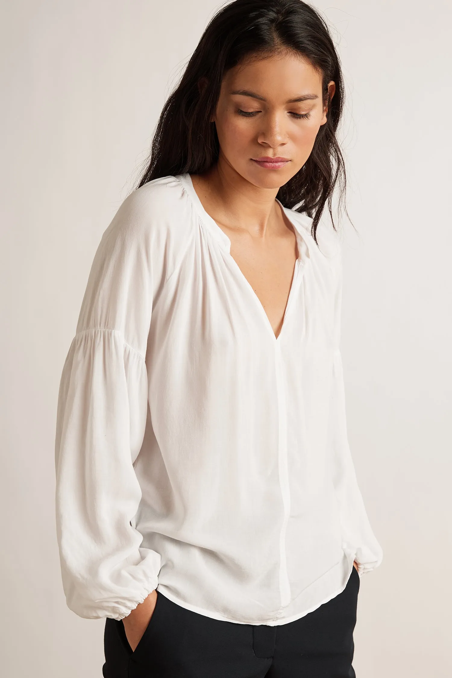 ELAINE RAYON CHALLIS BLOUSE IN WHITE sold by Velvet Tees product image thumbnail 5