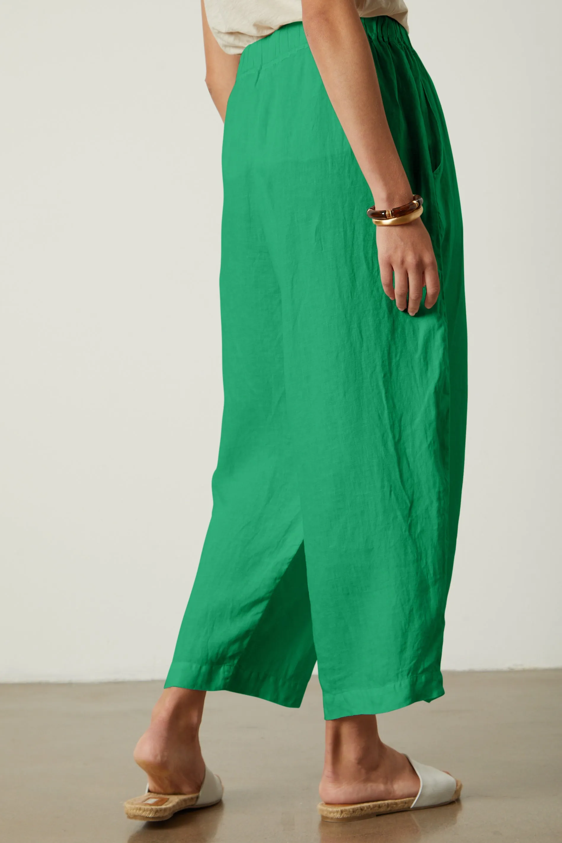 HANNAH WOVEN LINEN TROUSERS IN JADE sold by Velvet Tees product image thumbnail 3