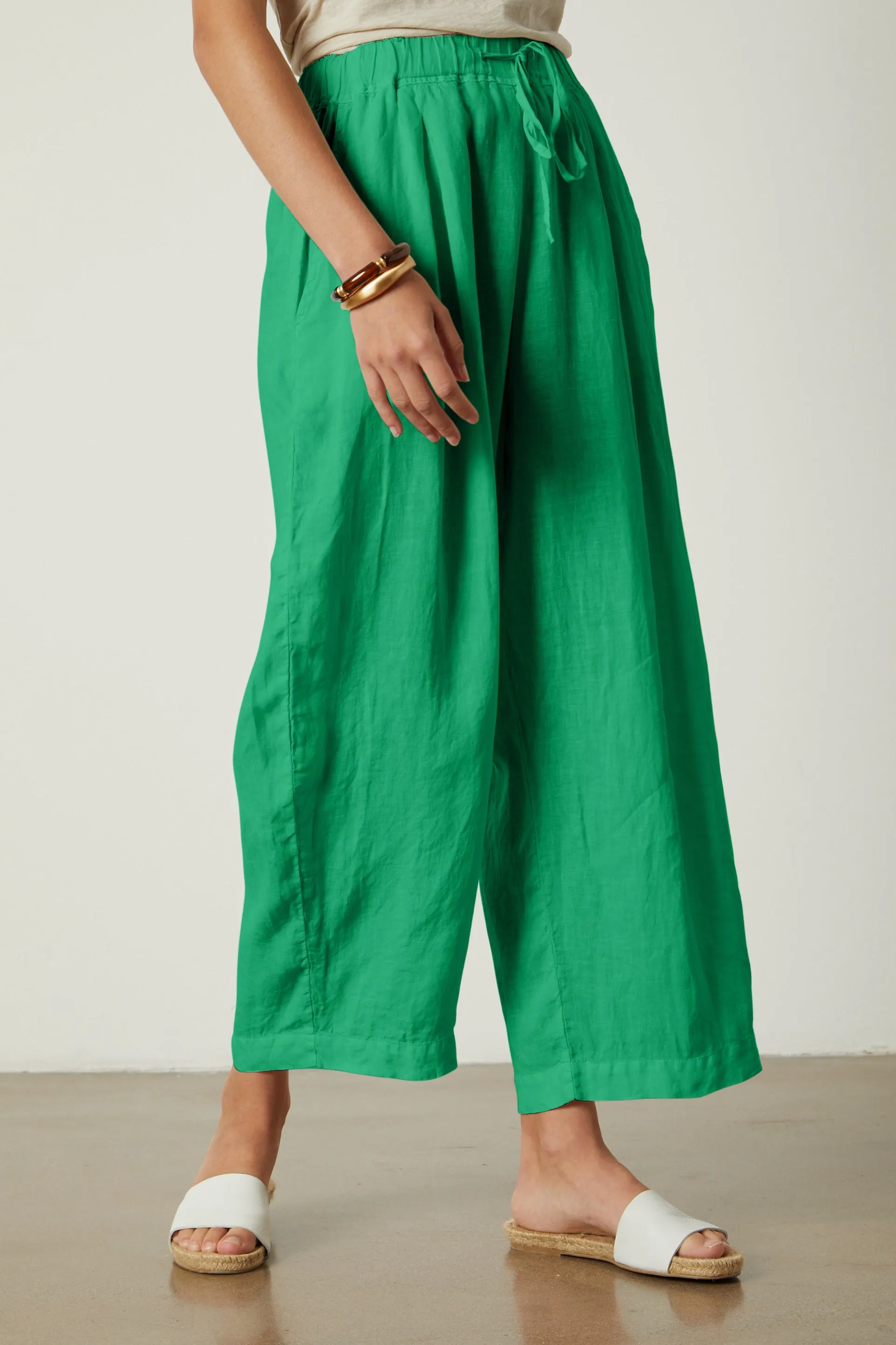 HANNAH WOVEN LINEN TROUSERS IN JADE sold by Velvet Tees product image thumbnail 4