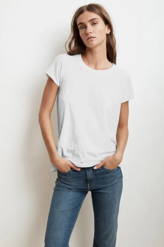 TRESSA COTTON SLUB T-SHIRT IN WHITE sold by Velvet Tees