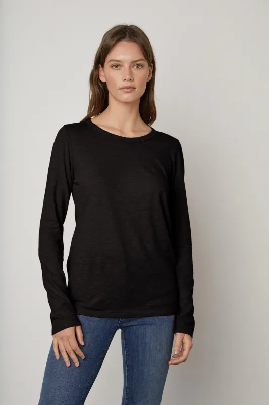 LIZ CITY COTTON SLUB TOP IN BLACK sold by Velvet Tees