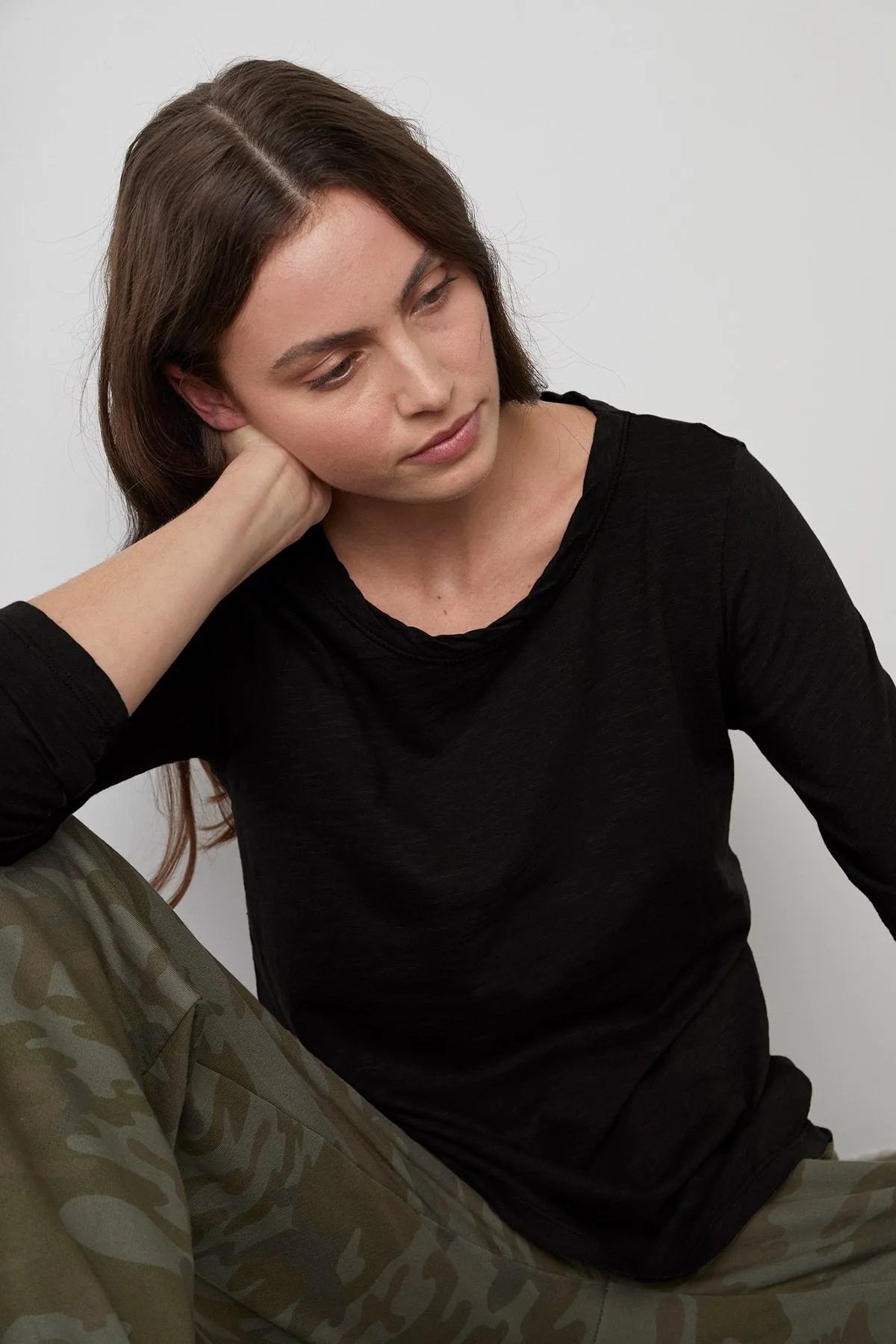 LIZ CITY COTTON SLUB T-SHIRT IN BLACK sold by Velvet Tees product image thumbnail 4