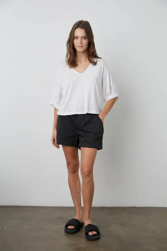 CLAUDIA PUFF SLEEVE TEE IN WHITE sold by Velvet Tees