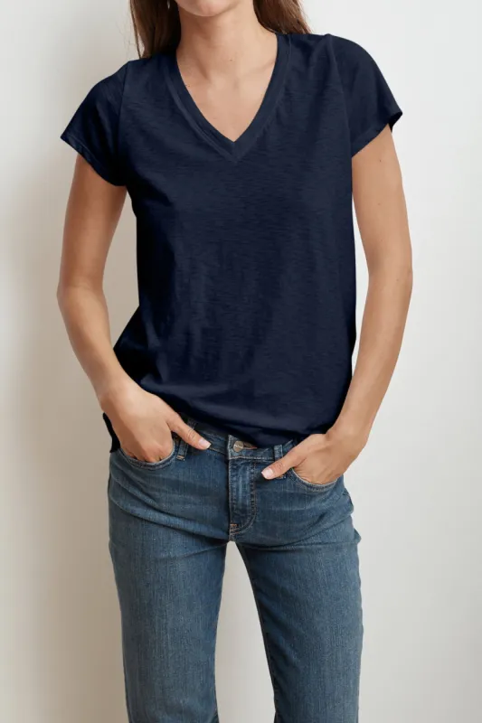 JILL COTTON SLUB T-SHIRT IN MIDNIGHT sold by Velvet Tees