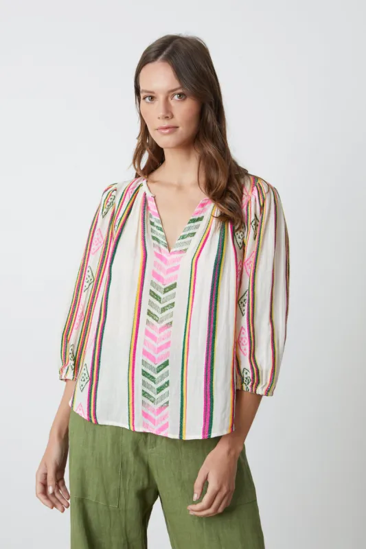 BETH NOVELTY JACQUARD TOP IN MULTI sold by Velvet Tees