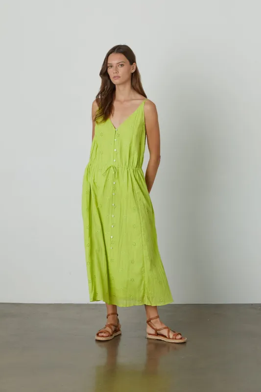 MADELYN COTTON EYELET TANK DRESS IN LIME sold by Velvet Tees