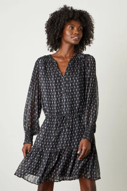 ANASTASIA PRINTED LUREX STRIPE DRESS IN STARLIT sold by Velvet Tees